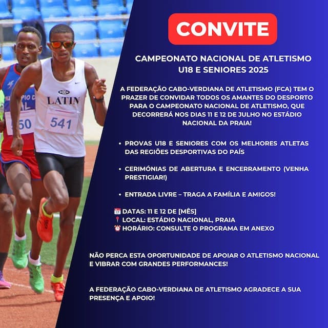 Estádio Nacional na Praia recebe Sexta e Sábado Campeonatos Nacionais de Atletismo