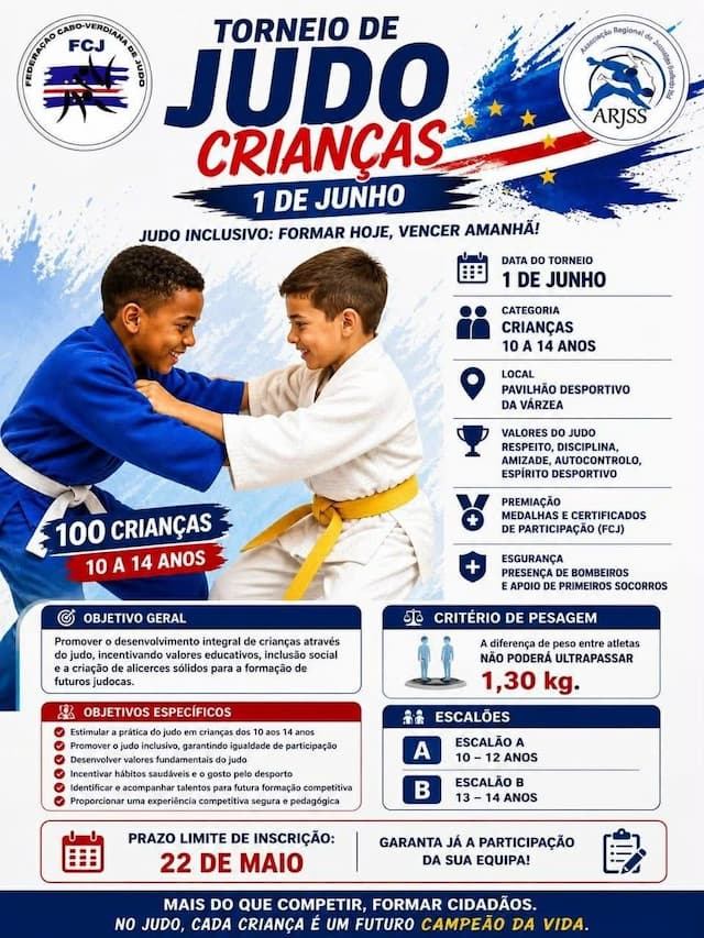 Federação Cabo –Verdiana de Judo promove torneio com participação de 70 atletas na clara promoção do desporto juvenil