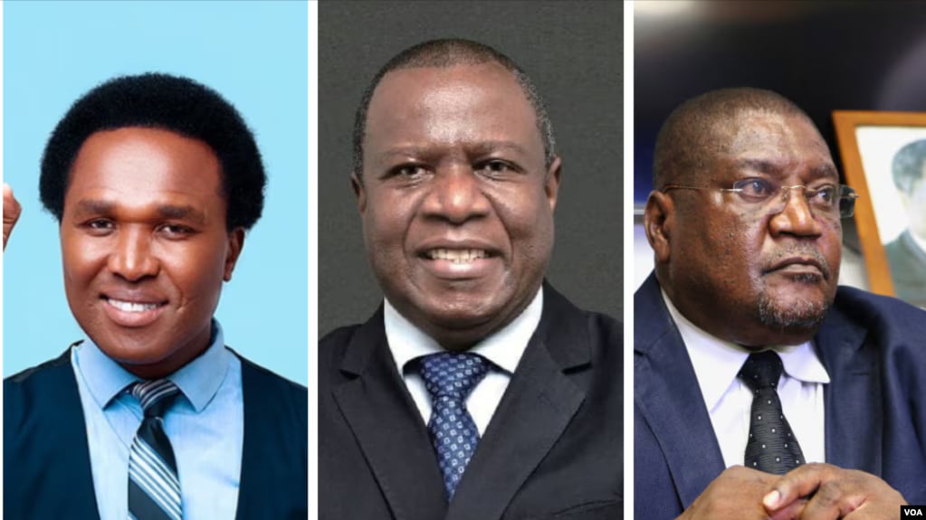 Venâncio Mondlane (apoiado pelo Podemos), Lutero Simango (MDM) e Ossufo Momade (Renamo)